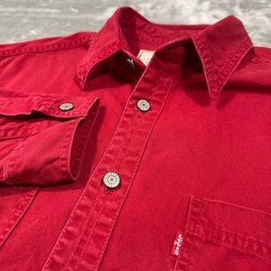 VTG 90s Levi's Red Tab Long Sleeve Pocket Button Up Canvas Shirt Men's Size M